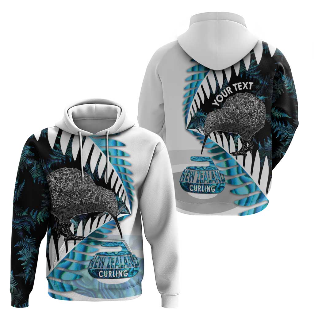 New Zealand Silver Fern Curling Personalised Zip Hoodie Aotearoa Kiwi Ponga Paua Shell Version - Polynesian Pride