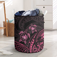 Pink Black Polynesia Floral Sea Turtle Laundry Basket - Polynesian Pride