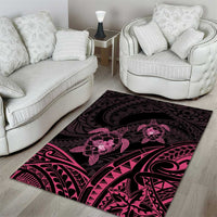 Pink Black Polynesia Floral Sea Turtle Area Rug - Polynesian Pride