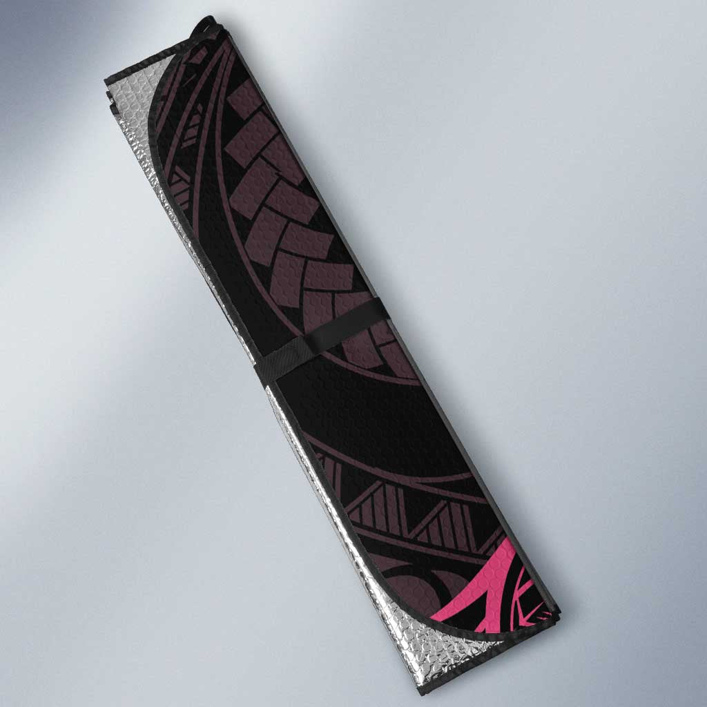 Pink Black Polynesia Floral Sea Turtle Auto Sun Shade - Polynesian Pride
