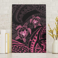 Pink Black Polynesia Floral Sea Turtle Canvas Wall Art - Polynesian Pride
