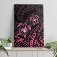 Pink Black Polynesia Floral Sea Turtle Canvas Wall Art - Polynesian Pride