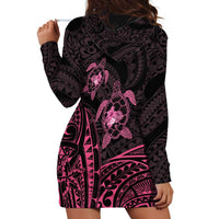Pink Black Polynesia Floral Sea Turtle Hoodie Dress - Polynesian Pride