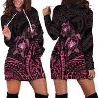 Pink Black Polynesia Floral Sea Turtle Hoodie Dress - Polynesian Pride
