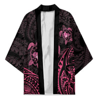 Pink Black Polynesia Floral Sea Turtle Kimono - Polynesian Pride