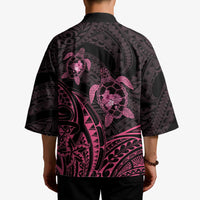 Pink Black Polynesia Floral Sea Turtle Kimono - Polynesian Pride