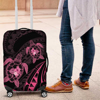 Pink Black Polynesia Floral Sea Turtle Luggage Cover - Polynesian Pride