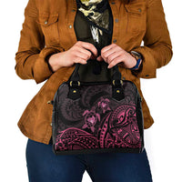 Pink Black Polynesia Floral Sea Turtle Shoulder Handbag - Polynesian Pride