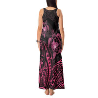 Pink Black Polynesia Floral Sea Turtle Tank Maxi Dress - Polynesian Pride
