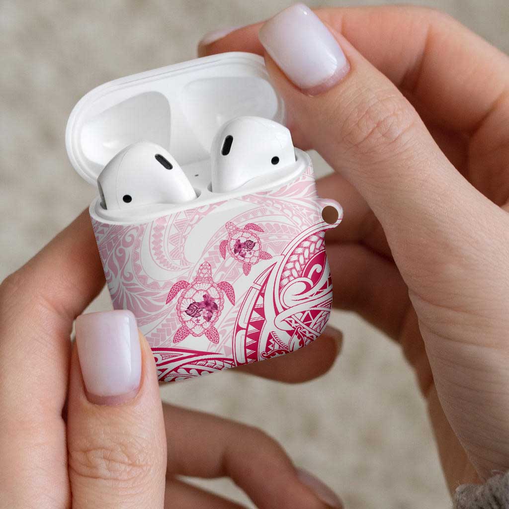 Pink White Polynesia Floral Sea Turtle AirPods Case - Polynesian Pride