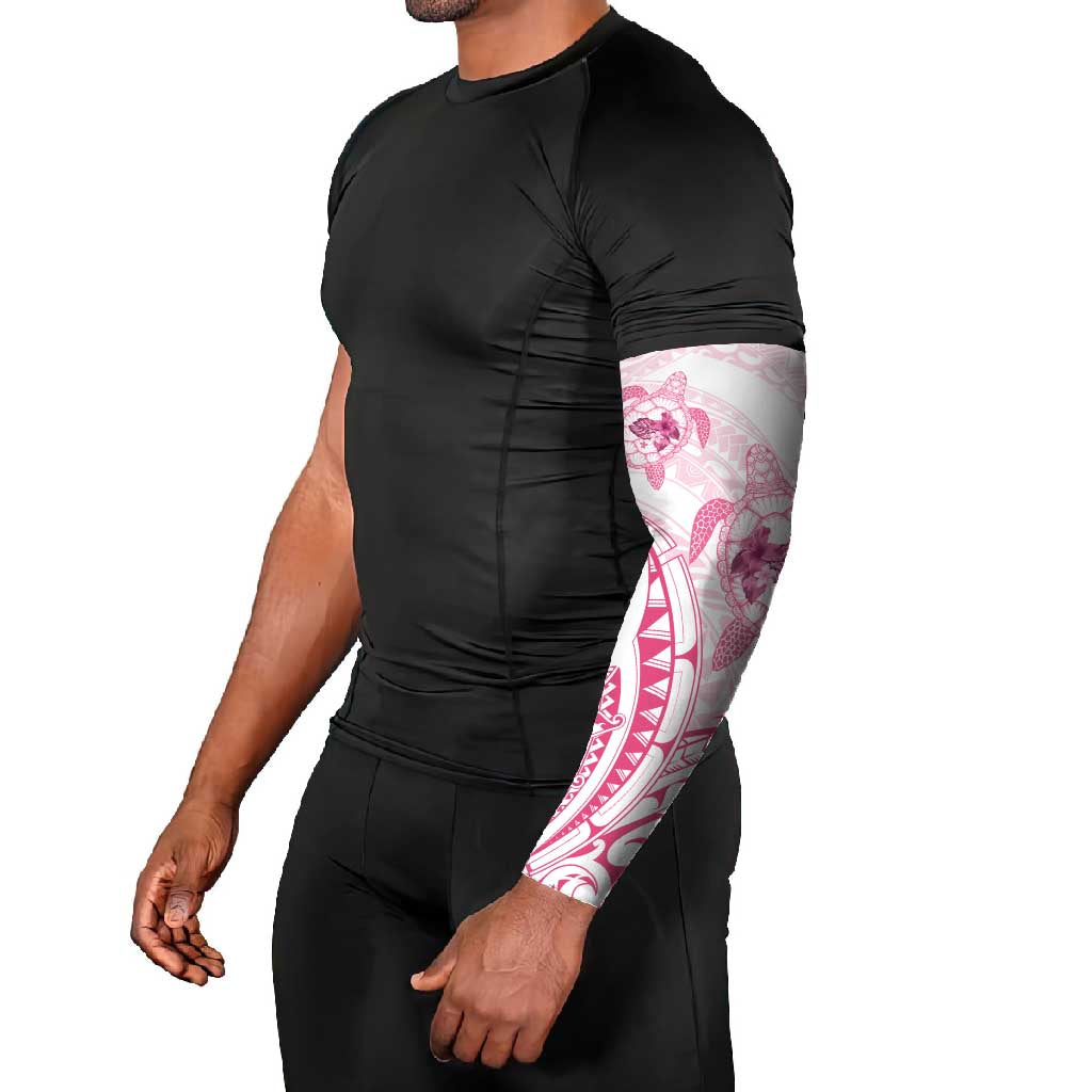 Pink White Polynesia Floral Sea Turtle Arm Sleeves - Polynesian Pride