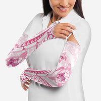 Pink White Polynesia Floral Sea Turtle Arm Sleeves - Polynesian Pride
