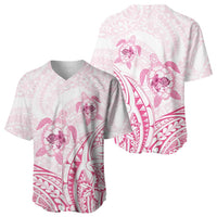 Pink White Polynesia Floral Sea Turtle Baseball Jersey - Polynesian Pride