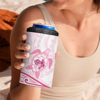 Pink White Polynesia Floral Sea Turtle 4 in 1 Can Cooler Tumbler - Polynesian Pride