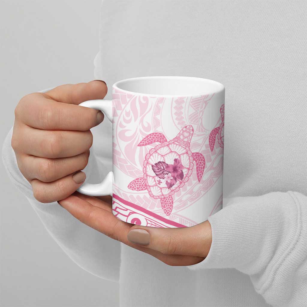 Pink White Polynesia Floral Sea Turtle Ceramic Mug - Polynesian Pride