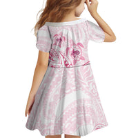 Pink White Polynesia Floral Sea Turtle Family Matching Off Shoulder Short Dress and Hawaiian Shirt - Polynesian Pride