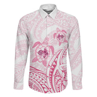 Pink White Polynesia Floral Sea Turtle Family Matching Summer Maxi Dress and Hawaiian Shirt - Polynesian Pride
