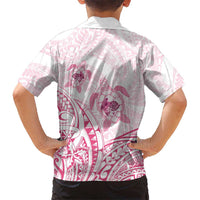 Pink White Polynesia Floral Sea Turtle Family Matching Tank Maxi Dress and Hawaiian Shirt - Polynesian Pride