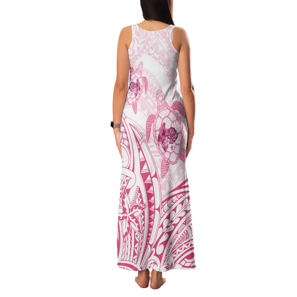Pink White Polynesia Floral Sea Turtle Family Matching Tank Maxi Dress and Hawaiian Shirt - Polynesian Pride