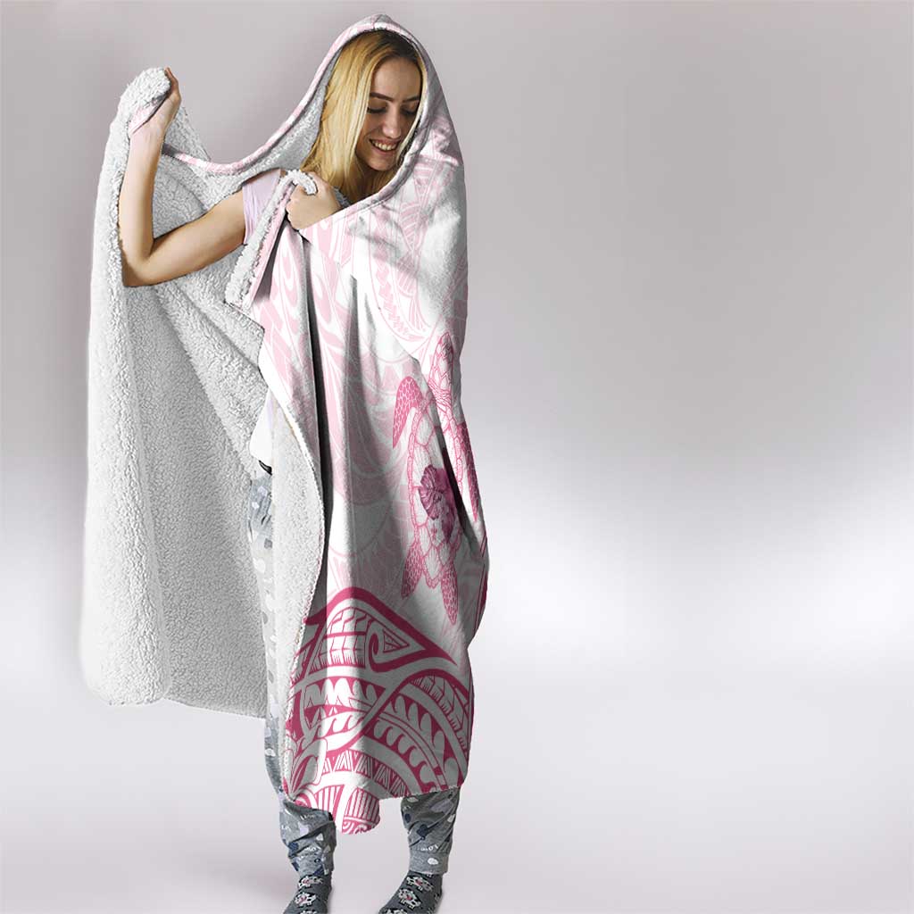 Pink White Polynesia Floral Sea Turtle Hooded Blanket - Polynesian Pride