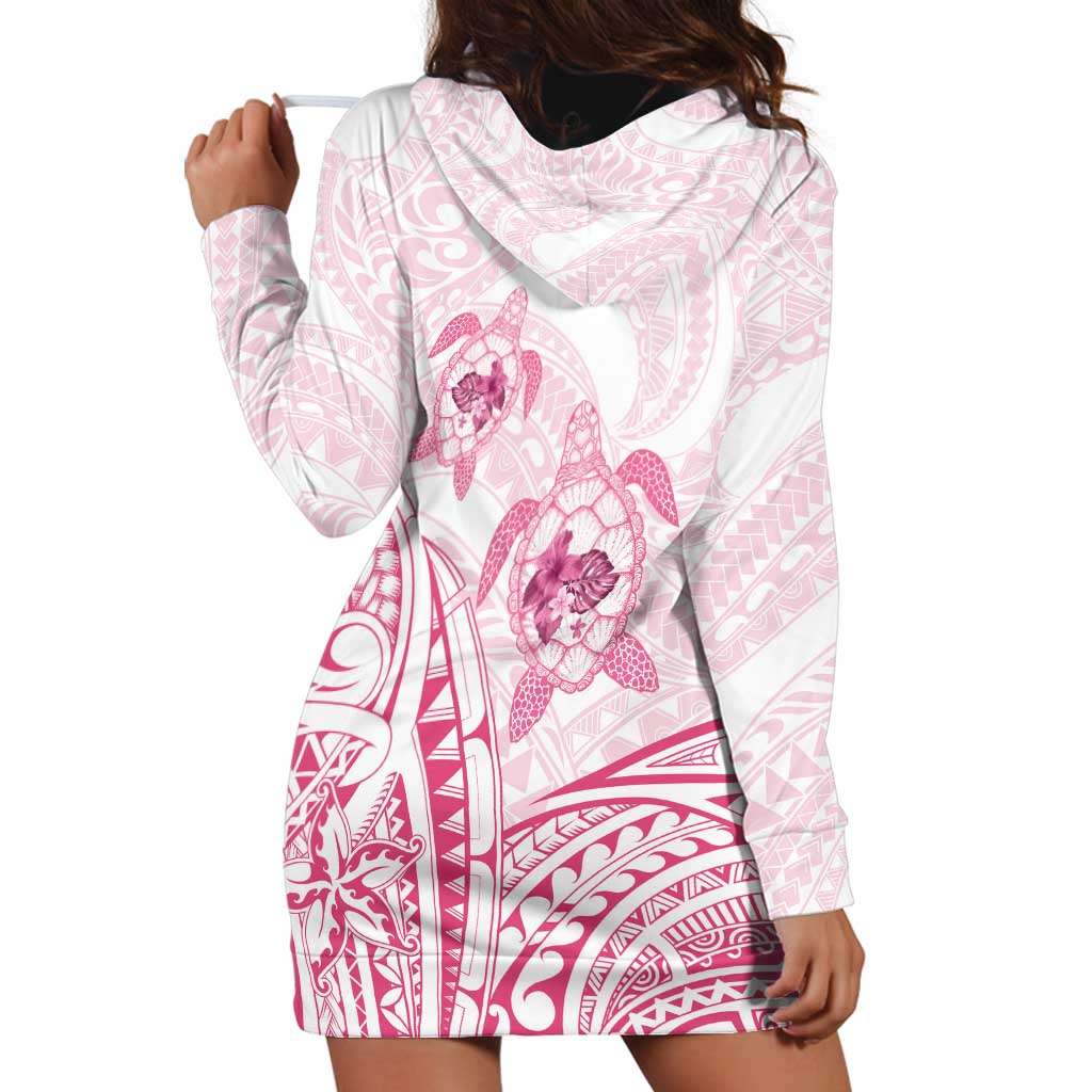 Pink White Polynesia Floral Sea Turtle Hoodie Dress - Polynesian Pride
