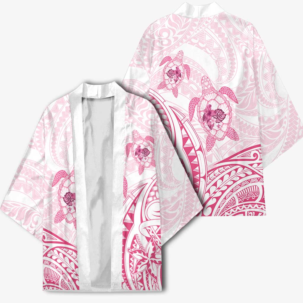 Pink White Polynesia Floral Sea Turtle Kimono - Polynesian Pride