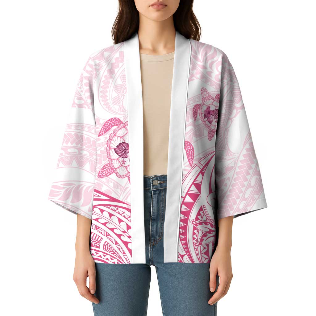 Pink White Polynesia Floral Sea Turtle Kimono - Polynesian Pride