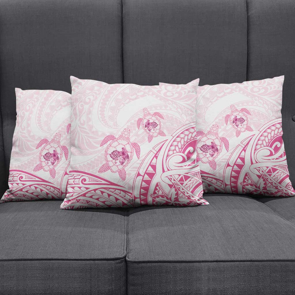 Pink White Polynesia Floral Sea Turtle Pillow Cover - Polynesian Pride