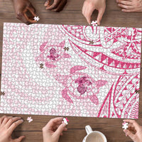 Pink White Polynesia Floral Sea Turtle Puzzle - Polynesian Pride