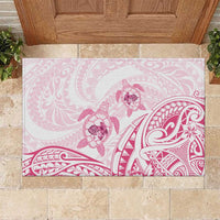 Pink White Polynesia Floral Sea Turtle Rubber Doormat - Polynesian Pride