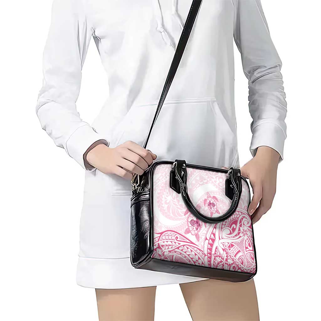 Pink White Polynesia Floral Sea Turtle Shoulder Handbag - Polynesian Pride