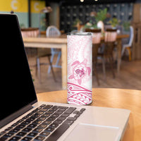Pink White Polynesia Floral Sea Turtle Skinny Tumbler - Polynesian Pride
