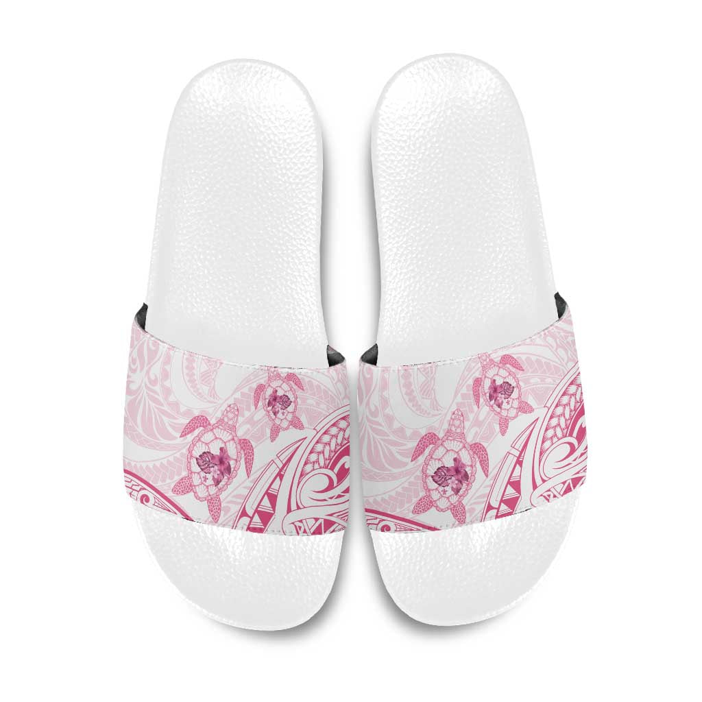 Pink White Polynesia Floral Sea Turtle Slide Sandals - Polynesian Pride