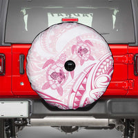 Pink White Polynesia Floral Sea Turtle Spare Tire Cover - Polynesian Pride