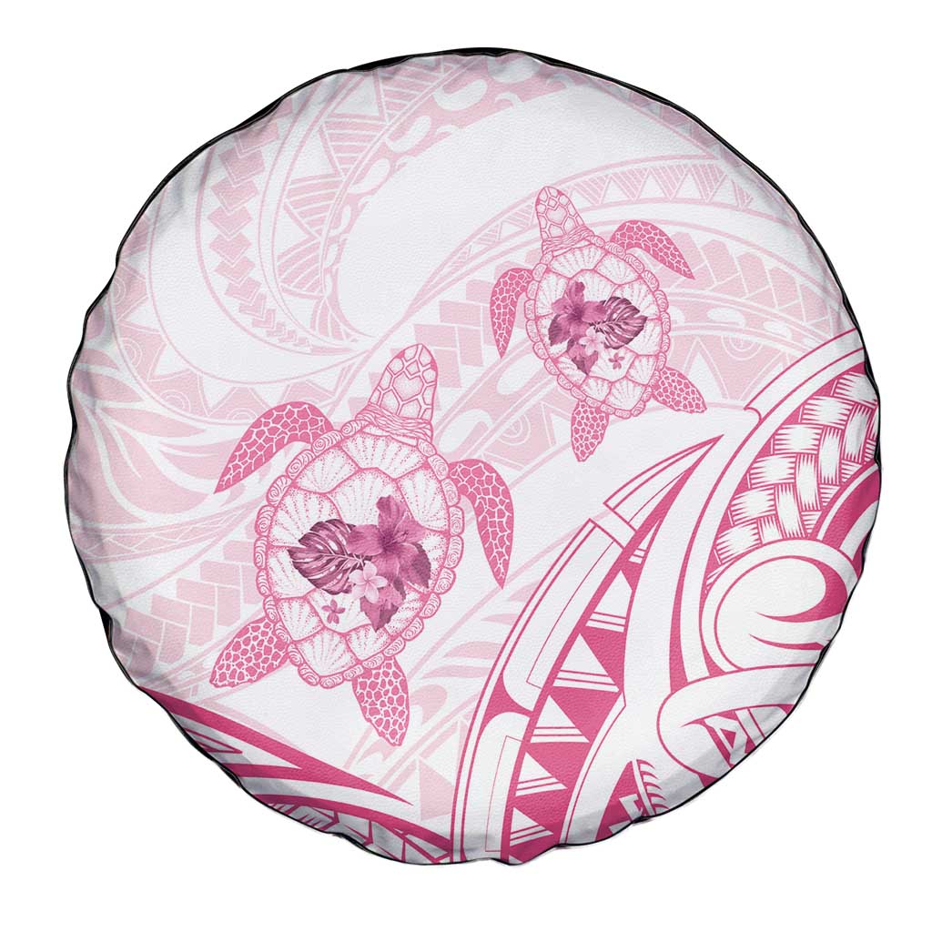 Pink White Polynesia Floral Sea Turtle Spare Tire Cover - Polynesian Pride