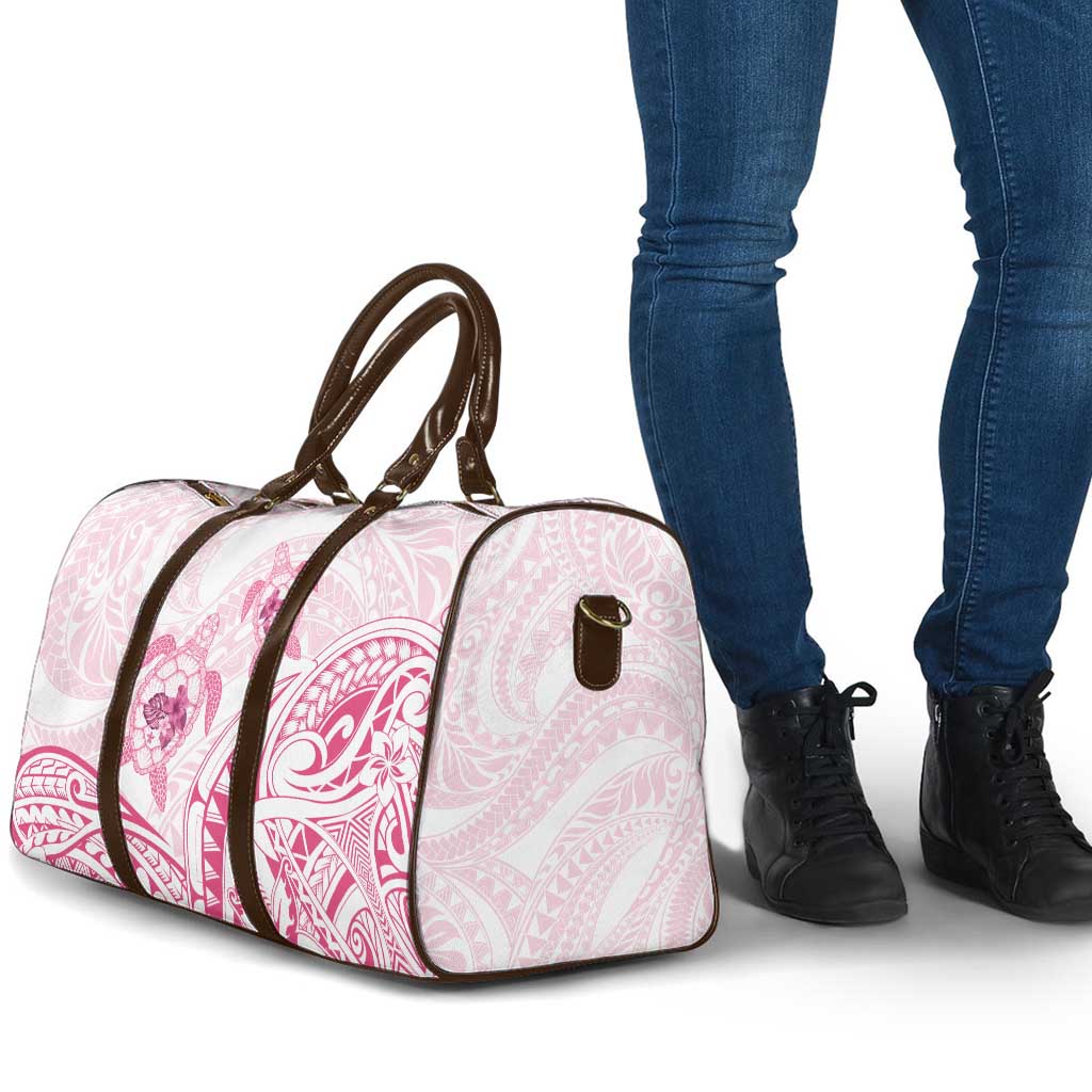 Pink White Polynesia Floral Sea Turtle Travel Bag - Polynesian Pride