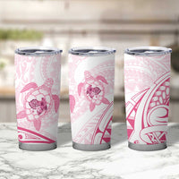 Pink White Polynesia Floral Sea Turtle Tumbler Cup - Polynesian Pride