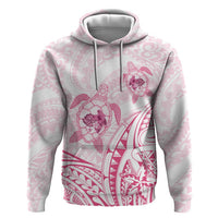 Pink White Polynesia Floral Sea Turtle Zip Hoodie - Polynesian Pride