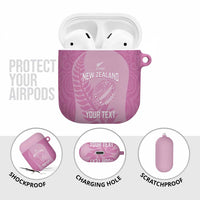 Custom New Zealand Silver Fern Rugby 2025 AirPods Case All Black Aotearoa Maori Pink - Polynesian Pride