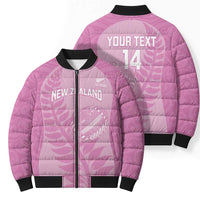 Custom New Zealand Silver Fern Rugby 2025 Bomber Puffer Jacket All Black Aotearoa Maori Pink - Polynesian Pride
