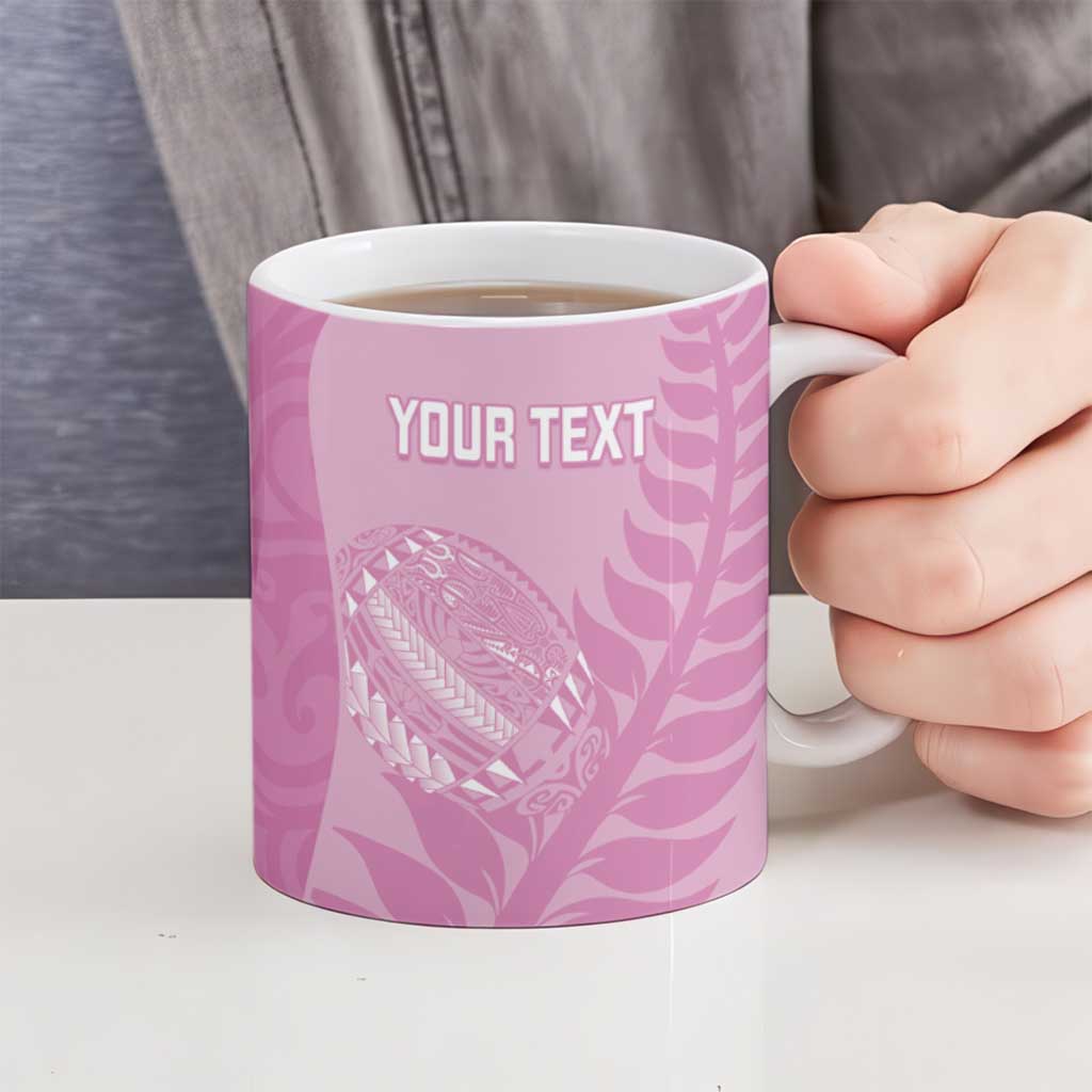 Custom New Zealand Silver Fern Rugby 2025 Ceramic Mug All Black Aotearoa Maori Pink - Polynesian Pride