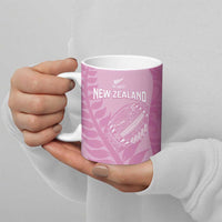 Custom New Zealand Silver Fern Rugby 2025 Ceramic Mug All Black Aotearoa Maori Pink - Polynesian Pride