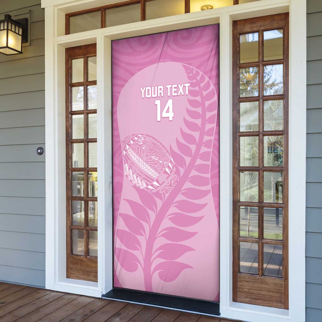 Custom New Zealand Silver Fern Rugby 2025 Door Cover All Black Aotearoa Maori Pink - Polynesian Pride