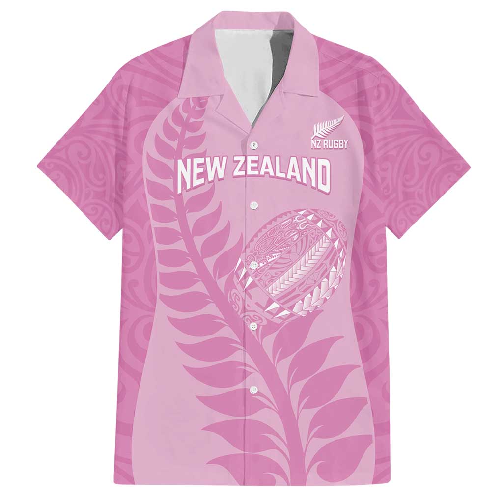 Custom New Zealand Silver Fern Rugby 2025 Family Matching Short Sleeve Bodycon Dress and Hawaiian Shirt All Black Aotearoa Maori Pink