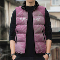 Custom New Zealand Silver Fern Rugby 2025 Sleeveless Puffer Jacket All Black Aotearoa Maori Pink - Polynesian Pride