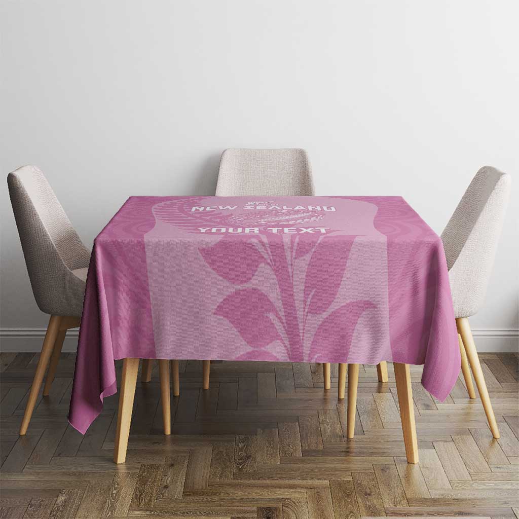 Custom New Zealand Silver Fern Rugby 2025 Tablecloth All Black Aotearoa Maori Pink