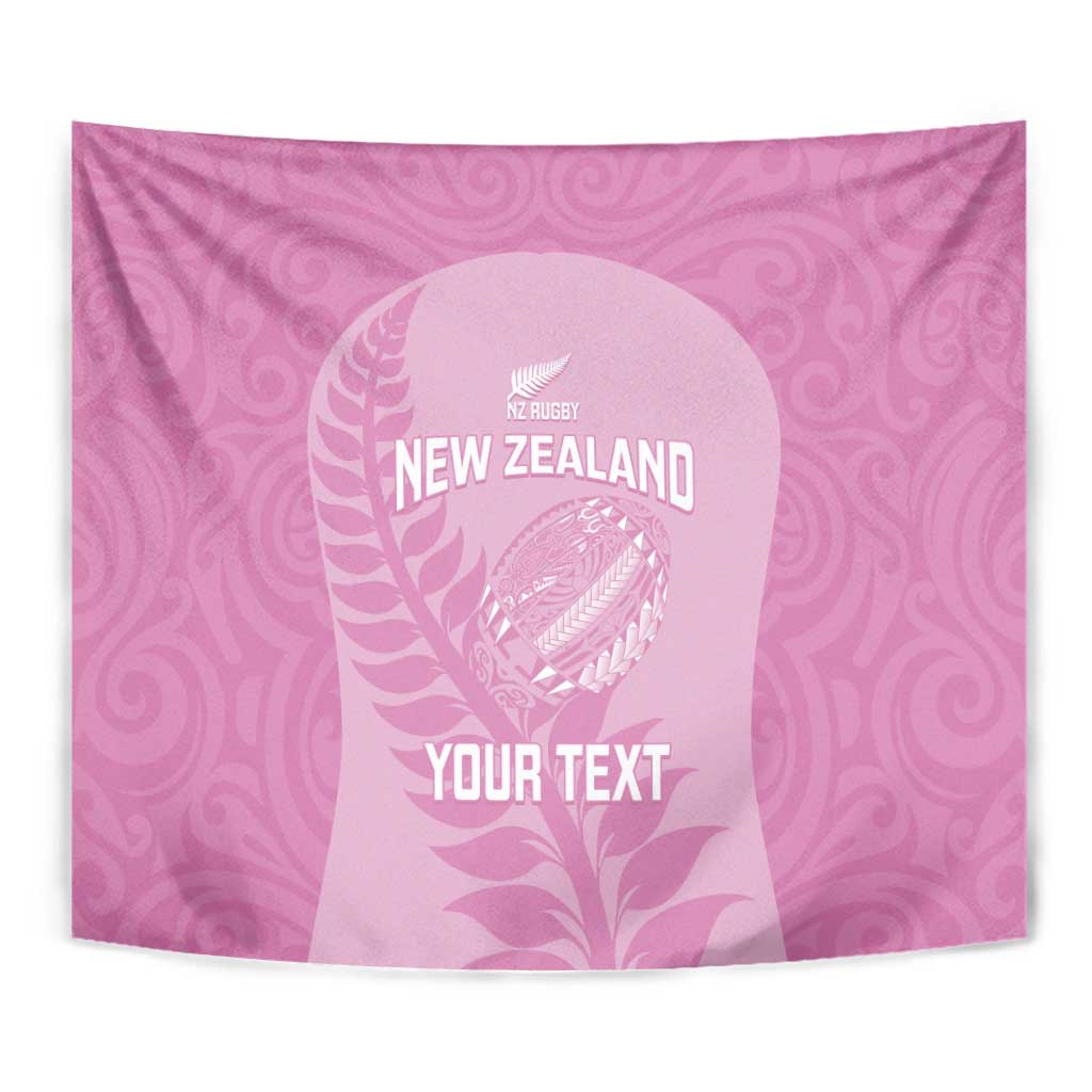 Custom New Zealand Silver Fern Rugby 2025 Tapestry All Black Aotearoa Maori Pink