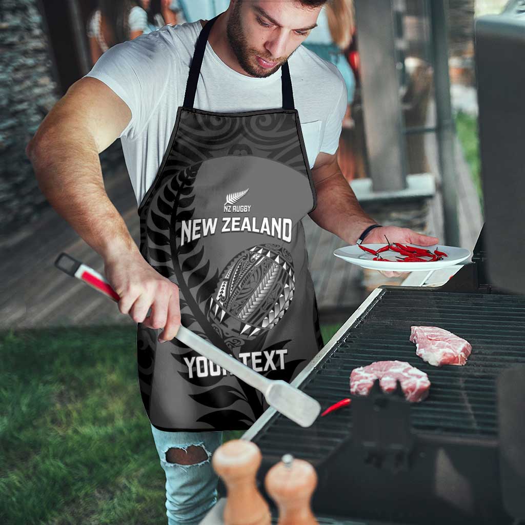Custom New Zealand Silver Fern Rugby 2025 Apron Go Champions Aotearoa Maori Black - Polynesian Pride
