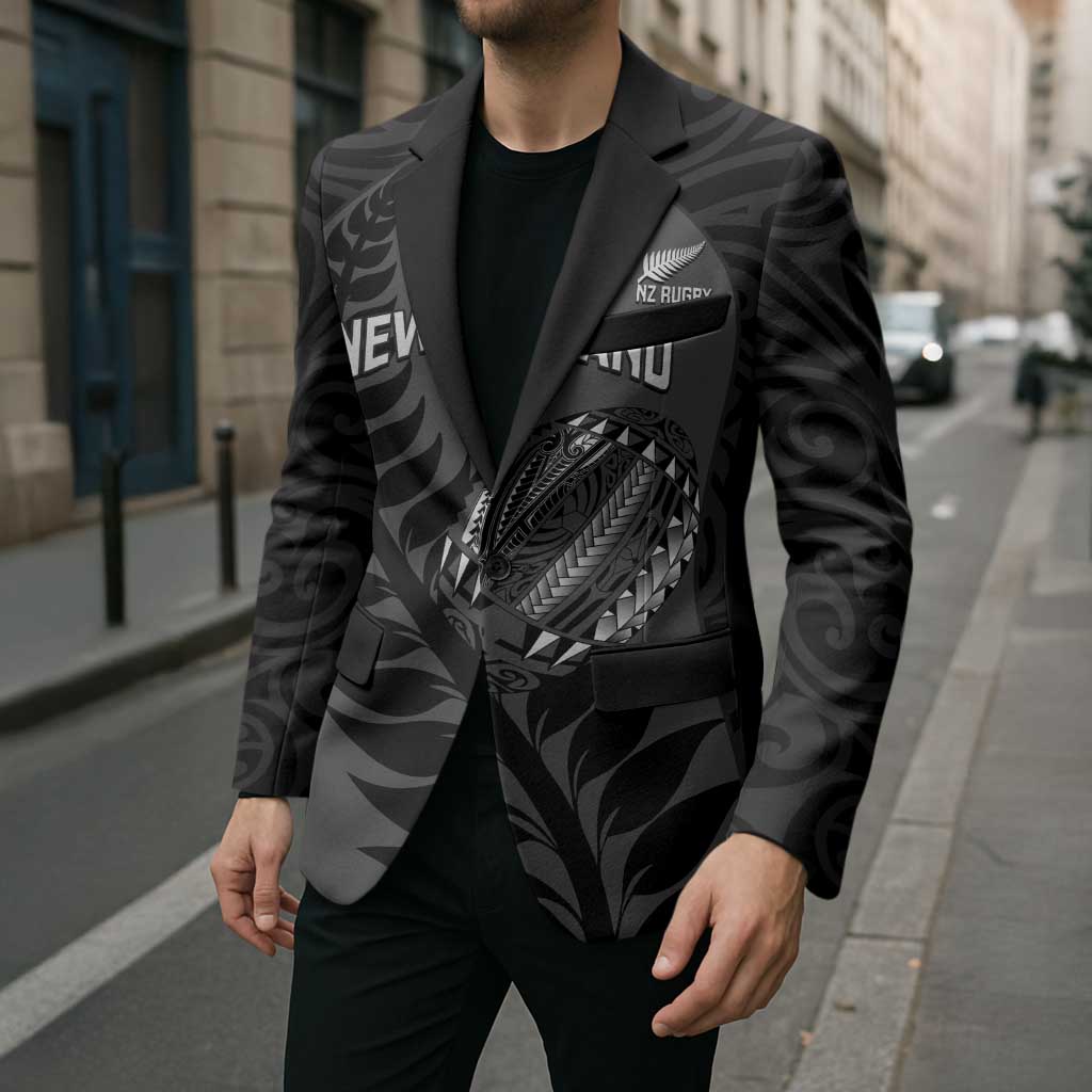 Custom New Zealand Silver Fern Rugby 2025 Blazer Go Champions Aotearoa Maori Black - Polynesian Pride