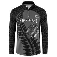 Custom New Zealand Silver Fern Rugby 2025 Button Sweatshirt Go Champions Aotearoa Maori Black